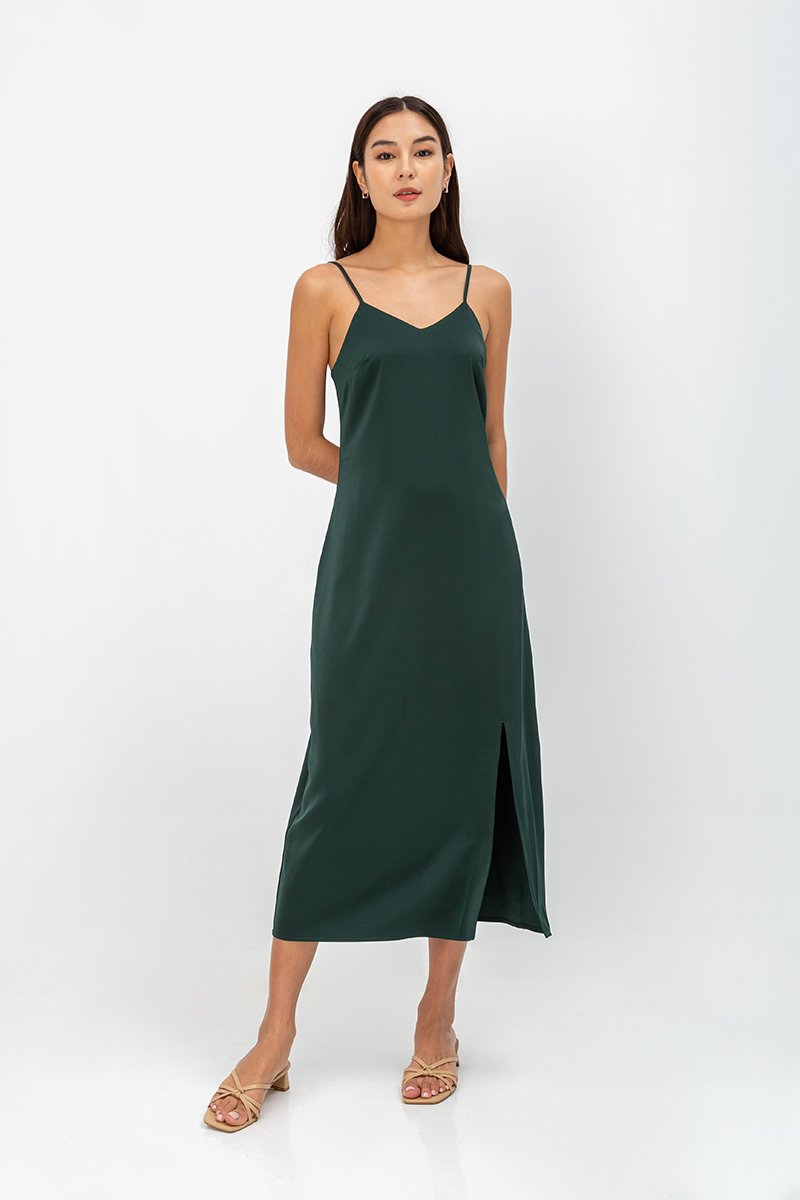 AERA SATIN SLIP MIDI DRESS