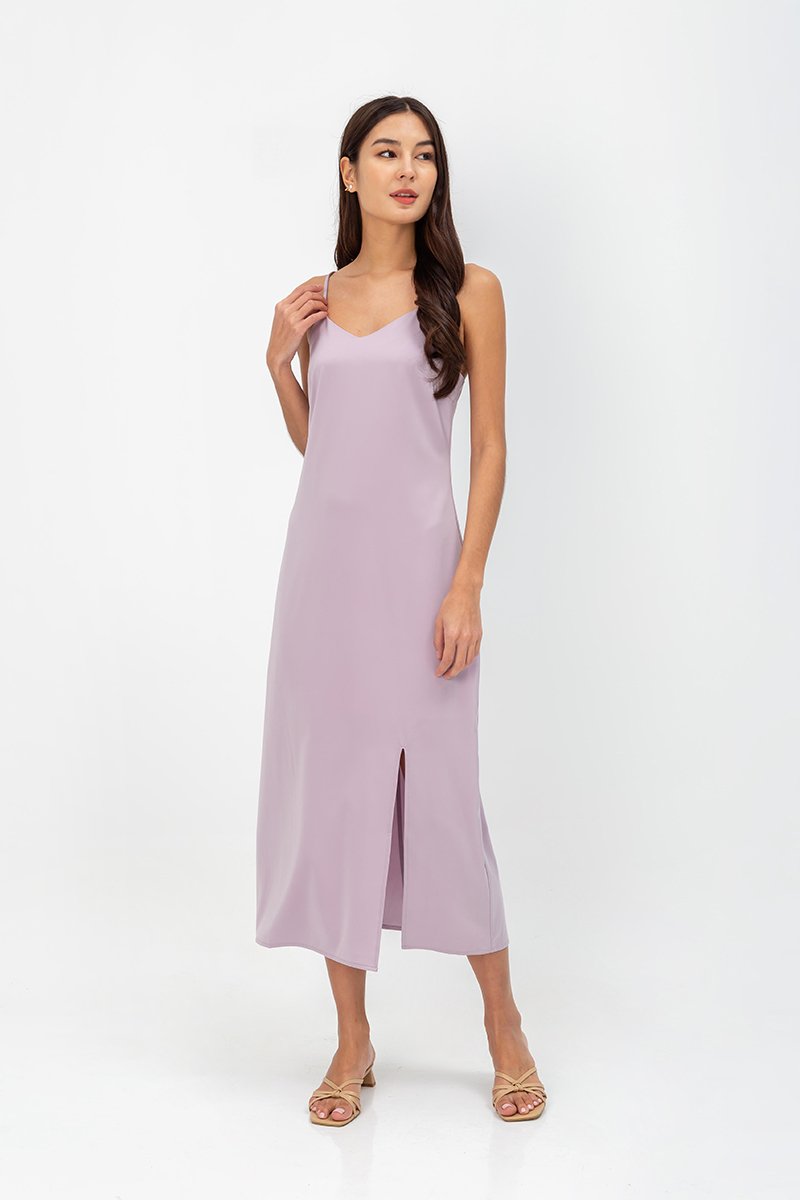 AERA SATIN SLIP MIDI DRESS