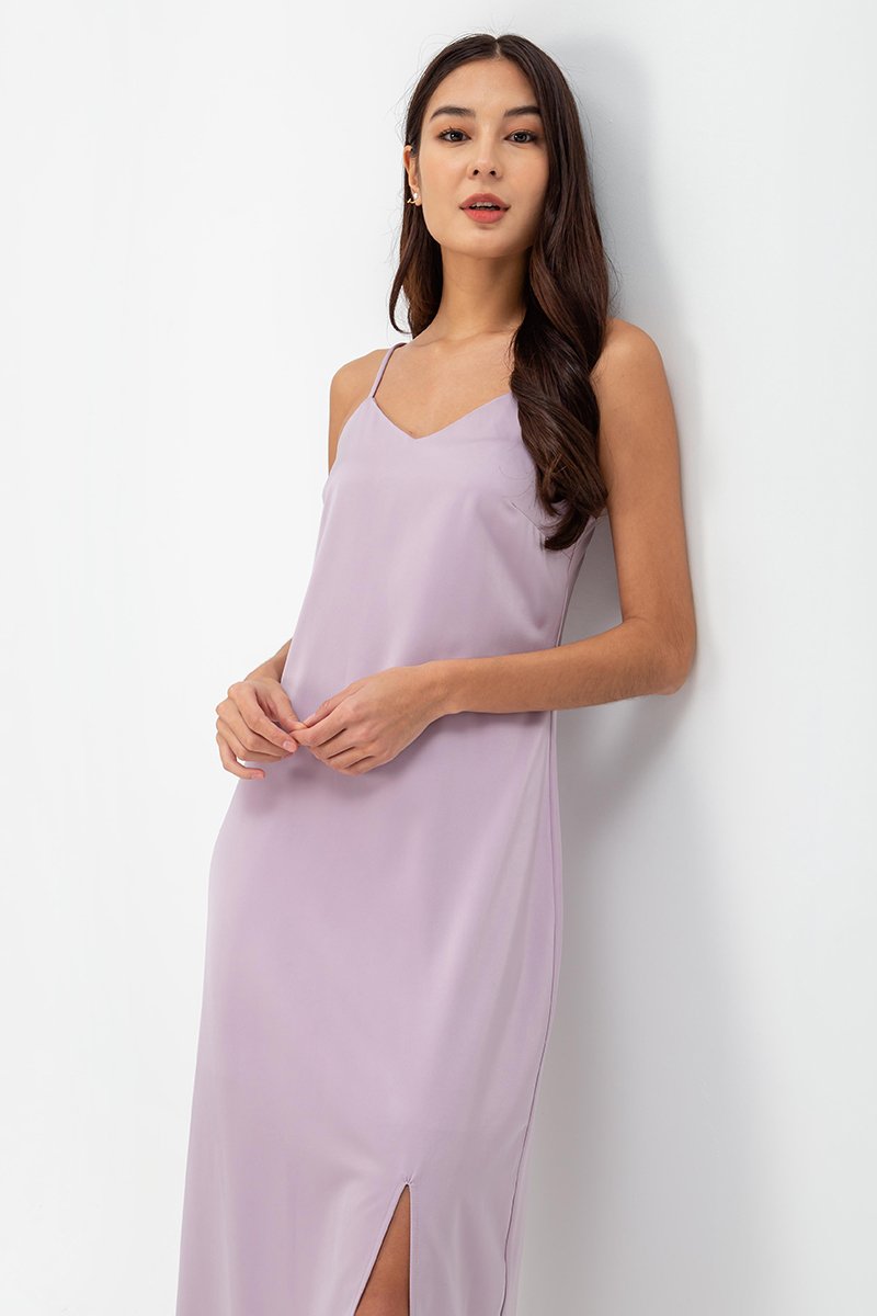AERA SATIN SLIP MIDI DRESS