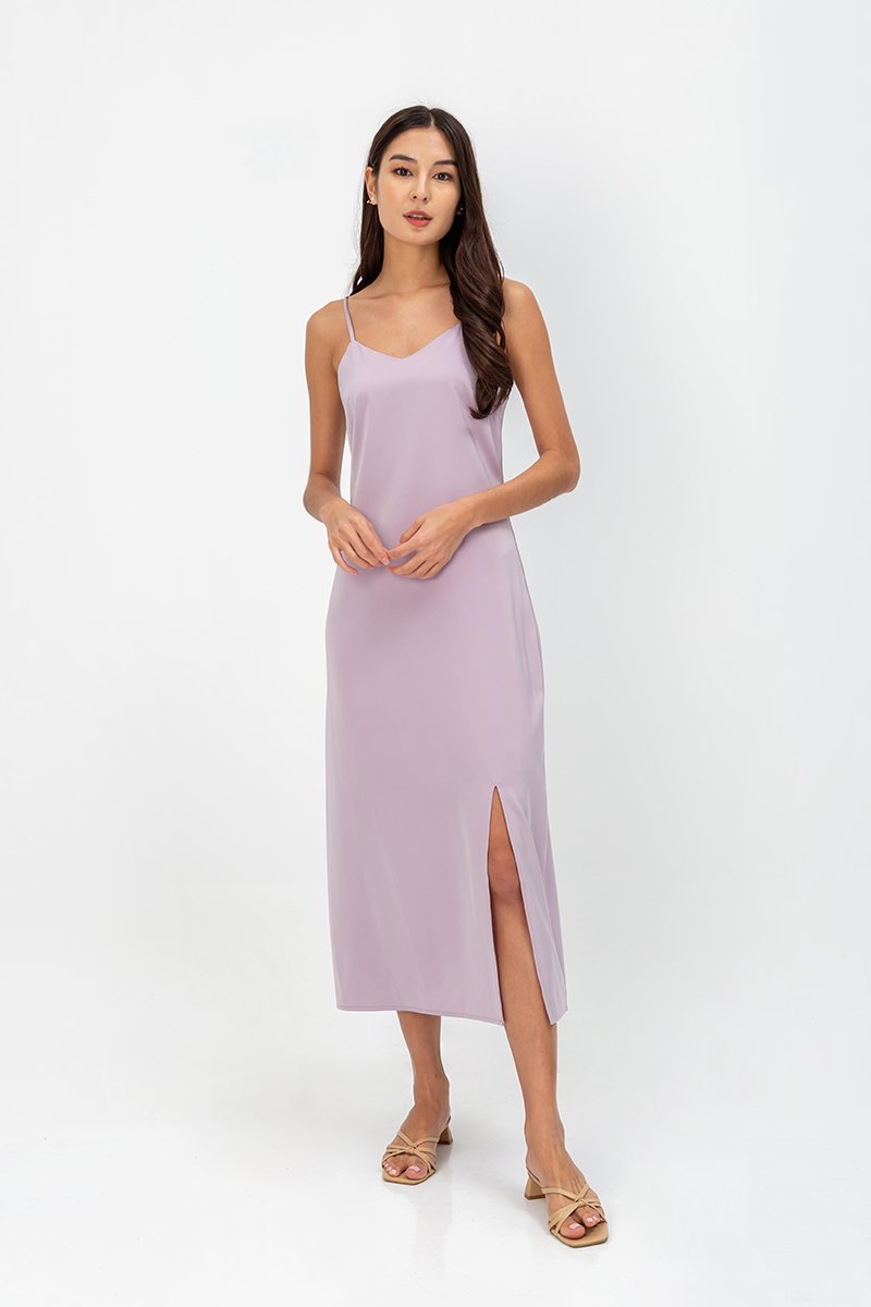 AERA SATIN SLIP MIDI DRESS