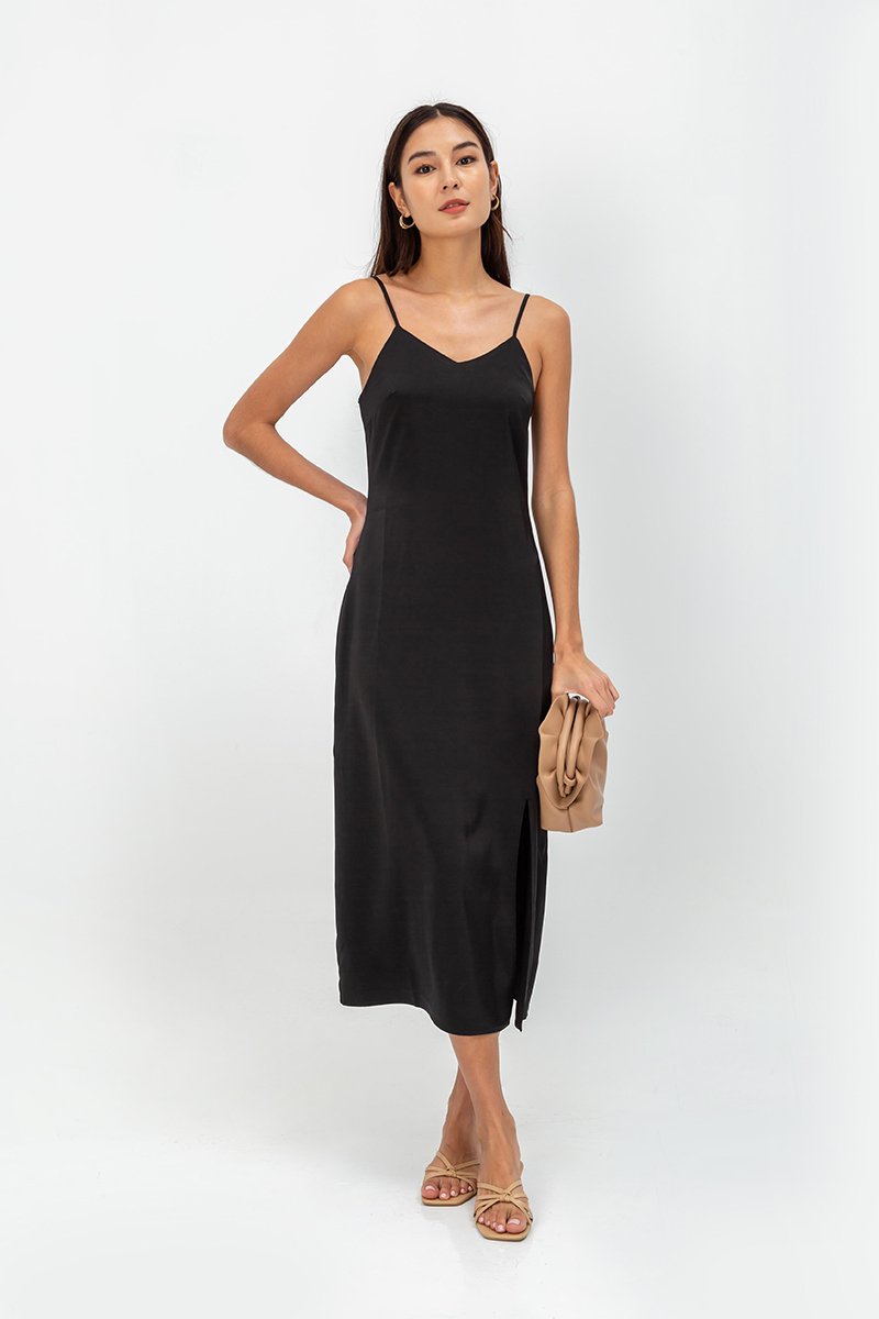 AERA SATIN SLIP MIDI DRESS