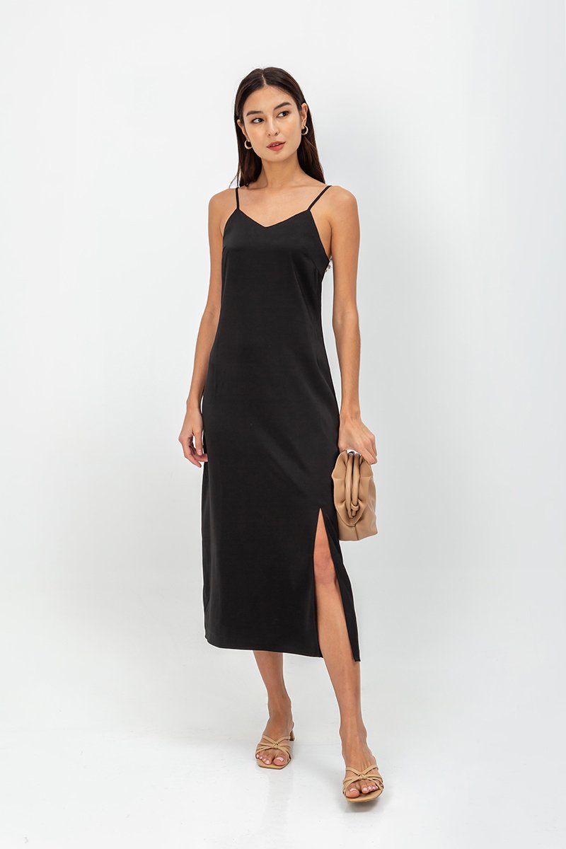 AERA SATIN SLIP MIDI DRESS