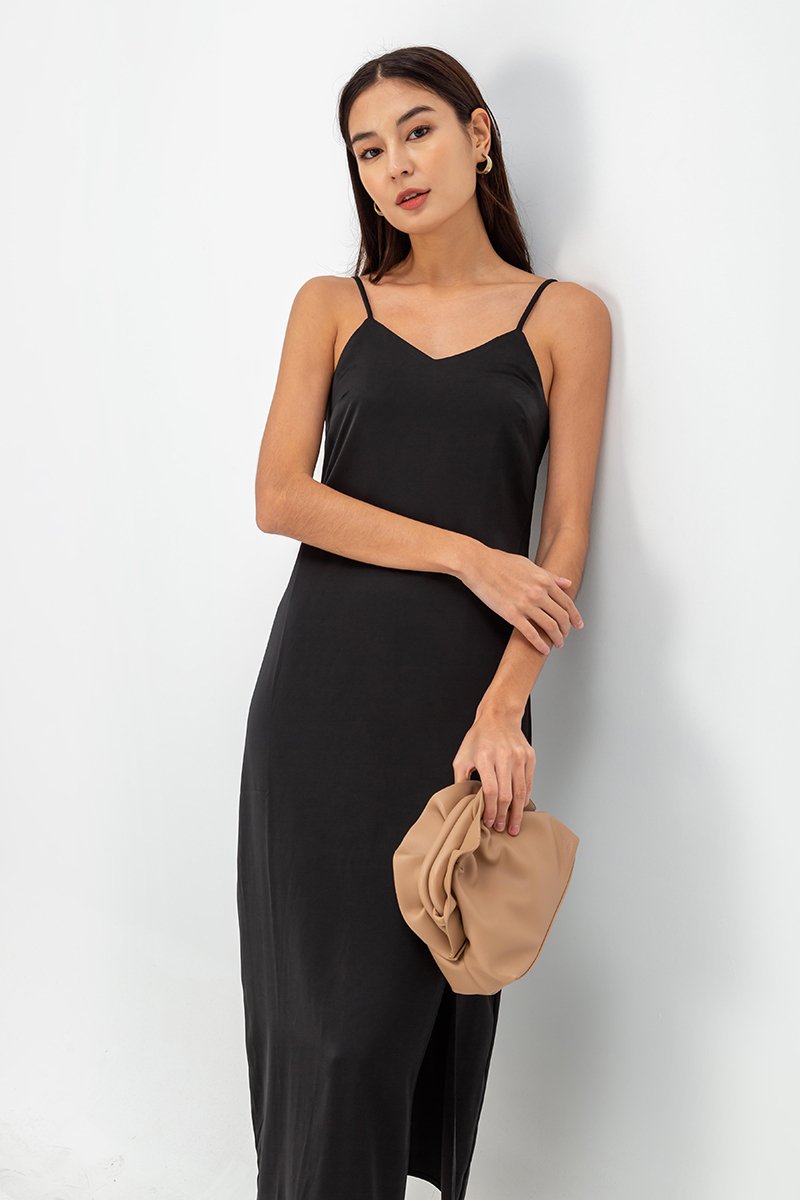 AERA SATIN SLIP MIDI DRESS