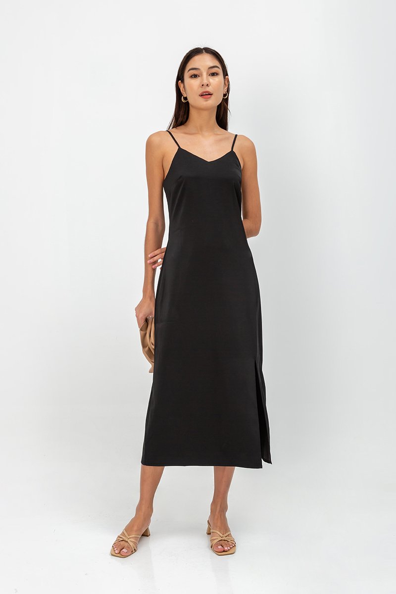 AERA SATIN SLIP MIDI DRESS