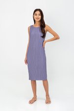 ZANIA PLEATED MIDI COLUMN DRESS W BELT