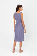 ZANIA PLEATED MIDI COLUMN DRESS W BELT