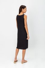 ZANIA PLEATED MIDI COLUMN DRESS W BELT