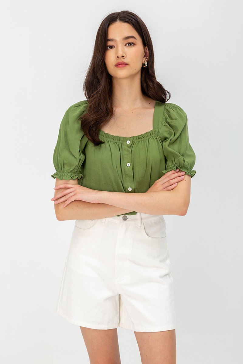 KORA SQUARENECK PUFF SLEEVE TOP