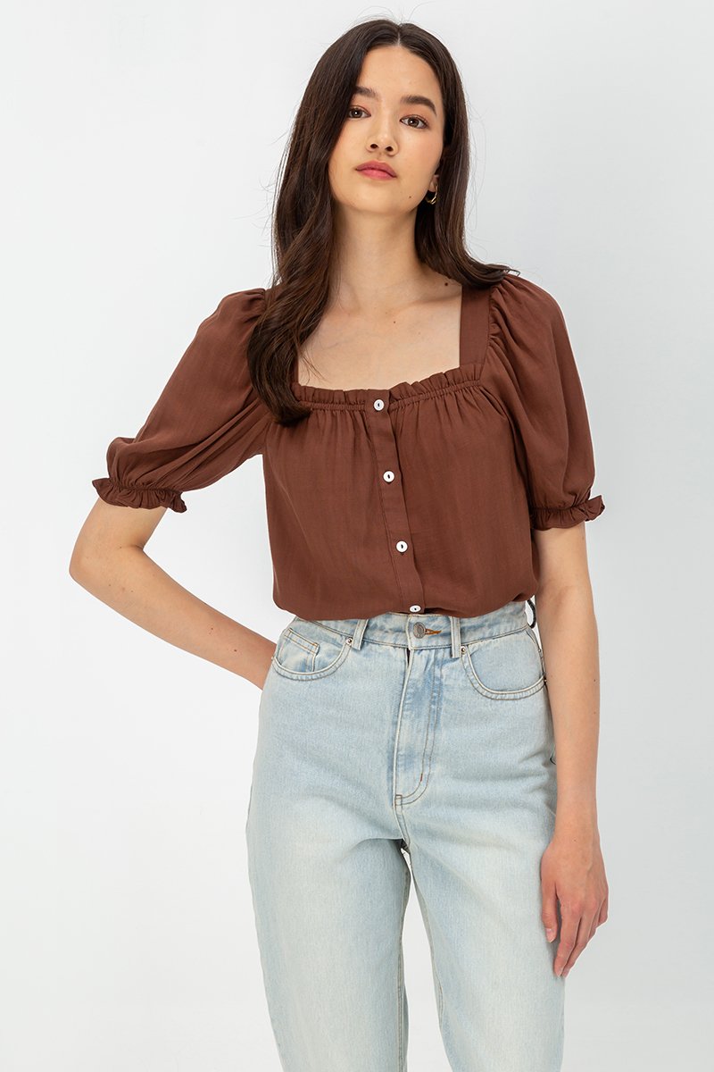 KORA SQUARENECK PUFF SLEEVE TOP