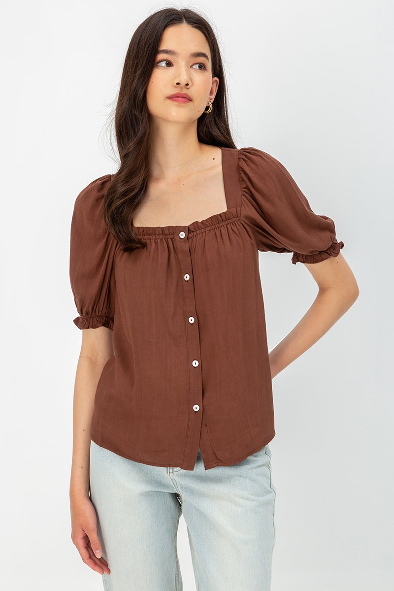 KORA SQUARENECK PUFF SLEEVE TOP
