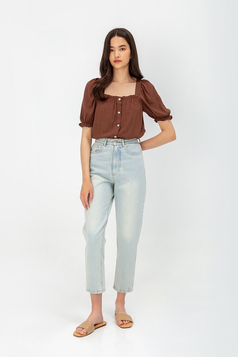 KORA SQUARENECK PUFF SLEEVE TOP