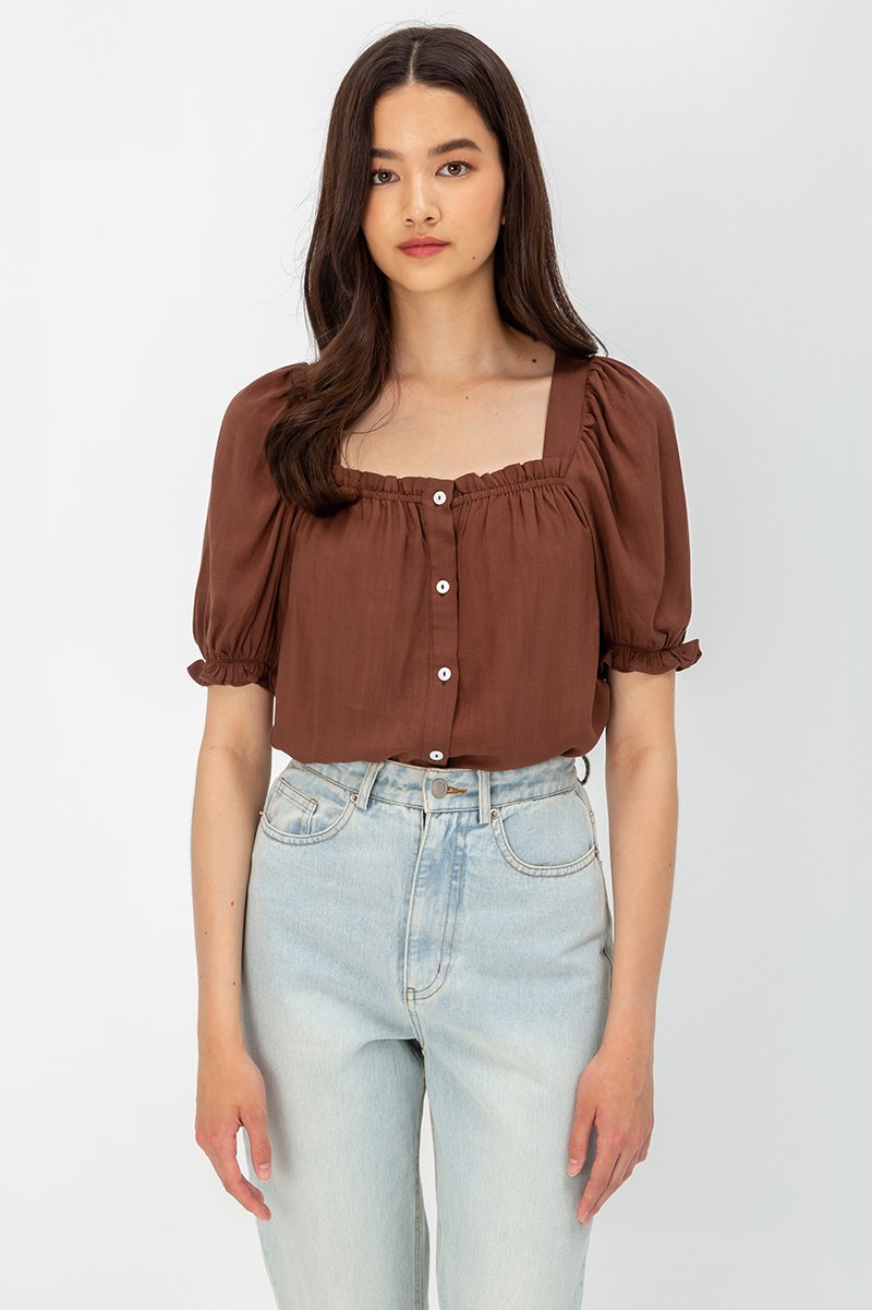 KORA SQUARENECK PUFF SLEEVE TOP
