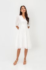 STASSIE EYELET SLEEVED MIDI DRESS