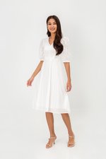 STASSIE EYELET SLEEVED MIDI DRESS