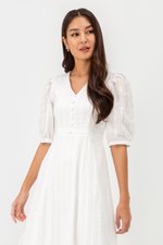 STASSIE EYELET SLEEVED MIDI DRESS