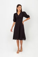 STASSIE EYELET SLEEVED MIDI DRESS