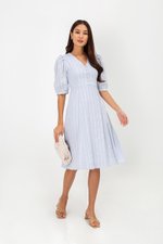 STASSIE EYELET SLEEVED MIDI DRESS