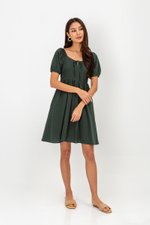 KYLIN LINEN PUFF SLEEVE MINI DRESS