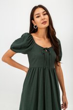 KYLIN LINEN PUFF SLEEVE MINI DRESS