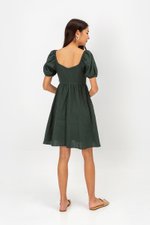 KYLIN LINEN PUFF SLEEVE MINI DRESS