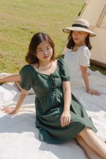 KYLIN LINEN PUFF SLEEVE MINI DRESS