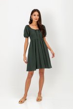 KYLIN LINEN PUFF SLEEVE MINI DRESS