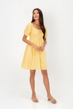 KYLIN LINEN PUFF SLEEVE MINI DRESS