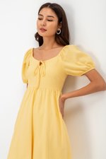 KYLIN LINEN PUFF SLEEVE MINI DRESS
