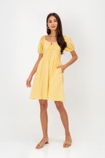 KYLIN LINEN PUFF SLEEVE MINI DRESS