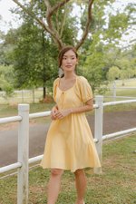 KYLIN LINEN PUFF SLEEVE MINI DRESS