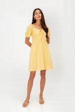 KYLIN LINEN PUFF SLEEVE MINI DRESS