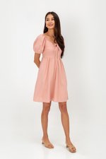 KYLIN LINEN PUFF SLEEVE MINI DRESS
