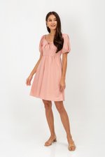 KYLIN LINEN PUFF SLEEVE MINI DRESS