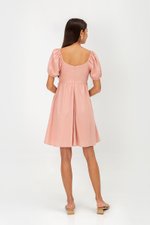 KYLIN LINEN PUFF SLEEVE MINI DRESS