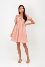 KYLIN LINEN PUFF SLEEVE MINI DRESS