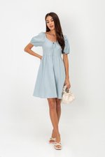 KYLIN LINEN PUFF SLEEVE MINI DRESS
