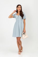 KYLIN LINEN PUFF SLEEVE MINI DRESS