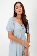 KYLIN LINEN PUFF SLEEVE MINI DRESS