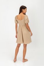 KYLIN LINEN PUFF SLEEVE MINI DRESS