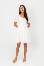 KYLIN LINEN PUFF SLEEVE MINI DRESS