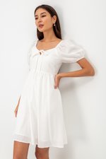 KYLIN LINEN PUFF SLEEVE MINI DRESS