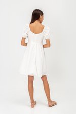 KYLIN LINEN PUFF SLEEVE MINI DRESS
