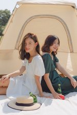 KYLIN LINEN PUFF SLEEVE MINI DRESS