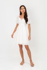 KYLIN LINEN PUFF SLEEVE MINI DRESS