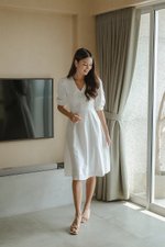 STASSIE EYELET SLEEVED MIDI DRESS