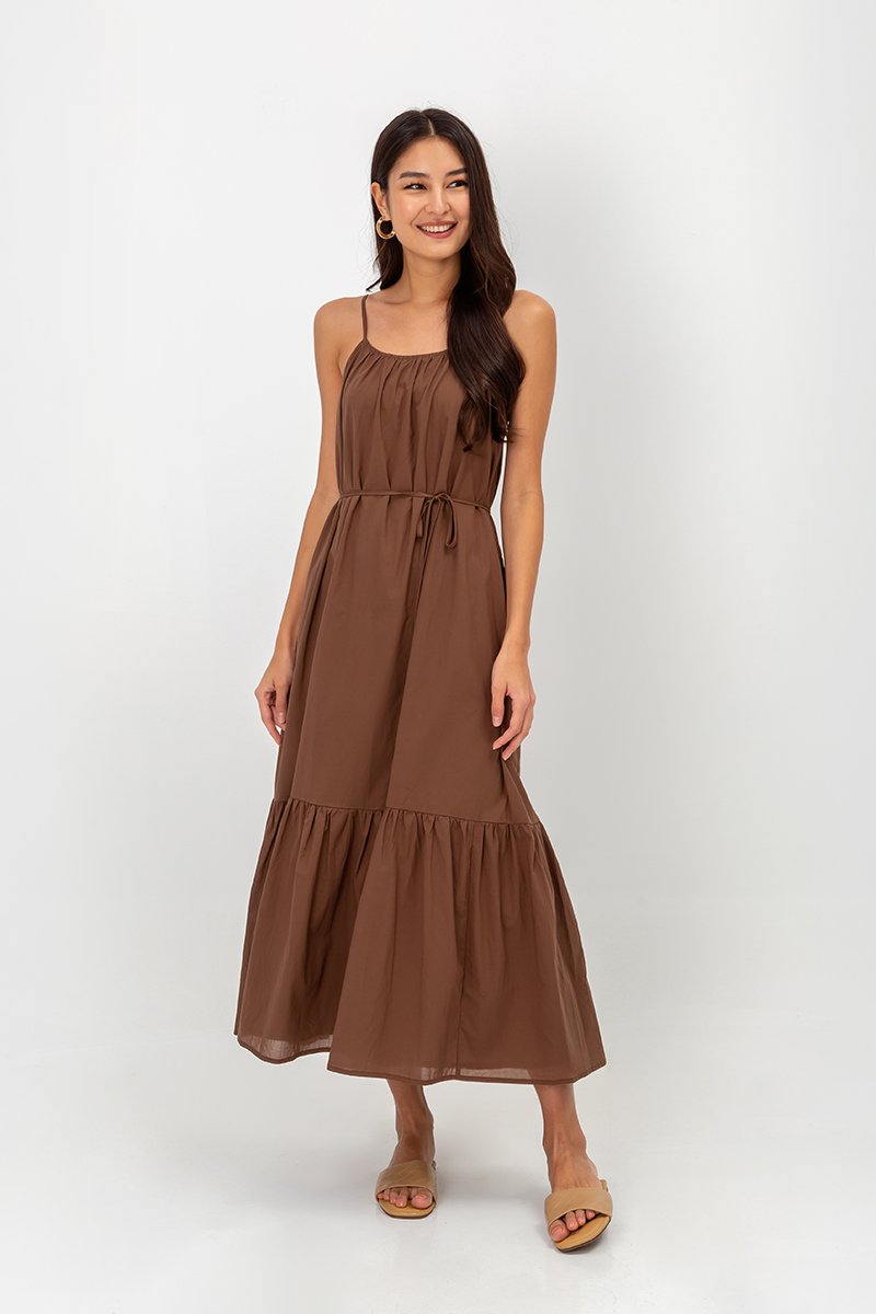 INIYA FLOUNCE HEM MAXI DRESS W SASH