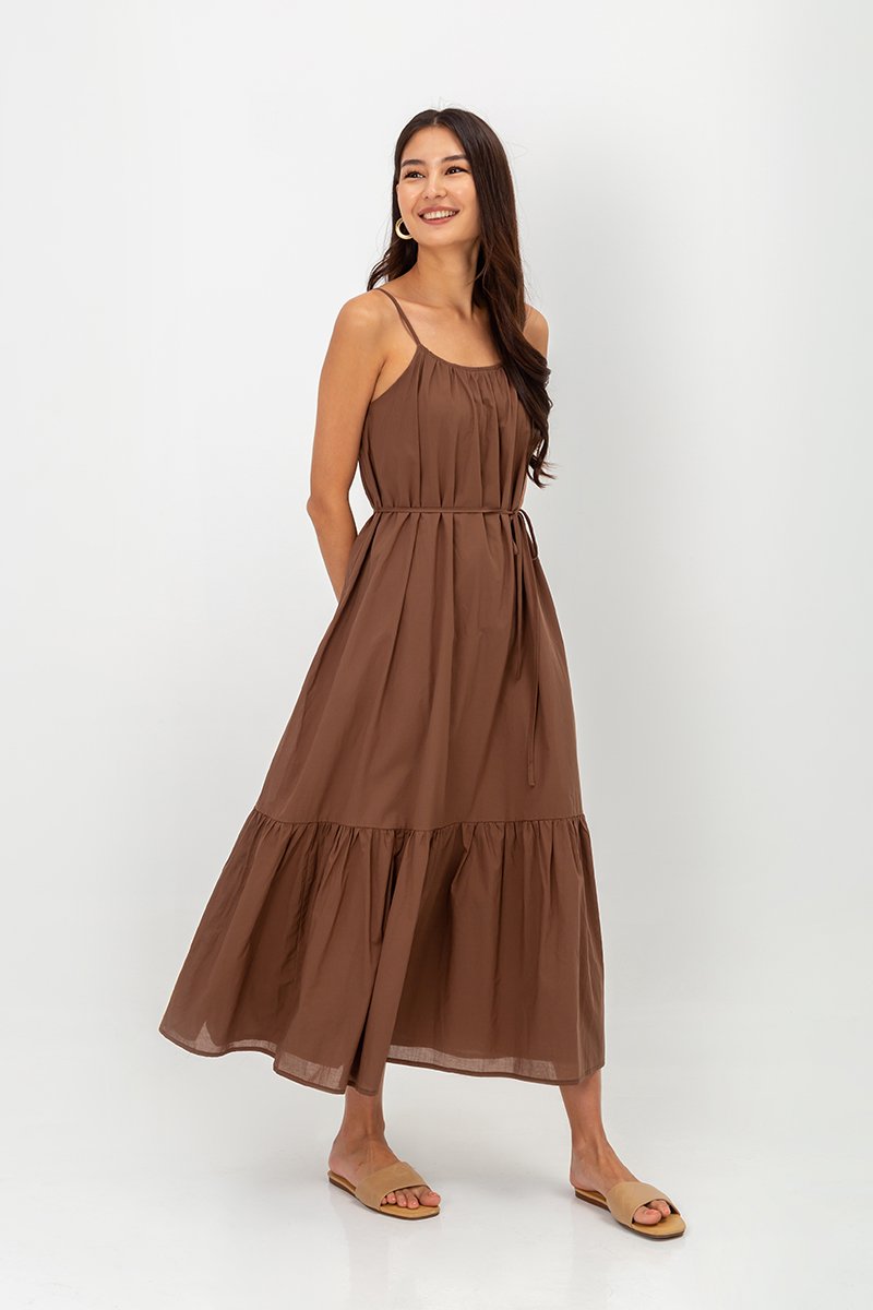 INIYA FLOUNCE HEM MAXI DRESS W SASH