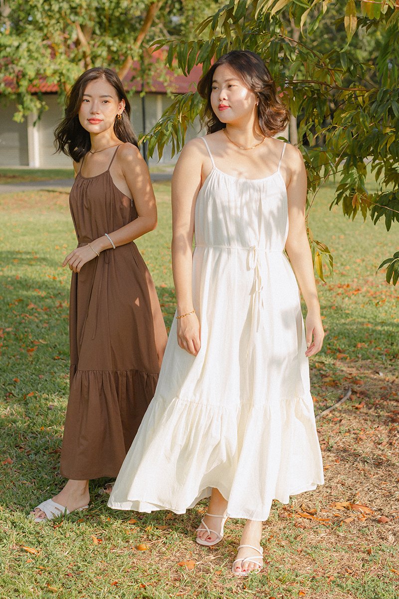INIYA FLOUNCE HEM MAXI DRESS W SASH