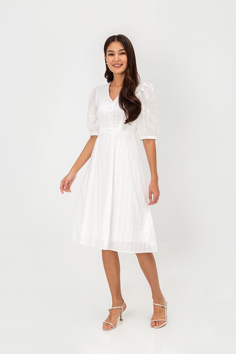 STASSIE EYELET SLEEVED MIDI DRESS