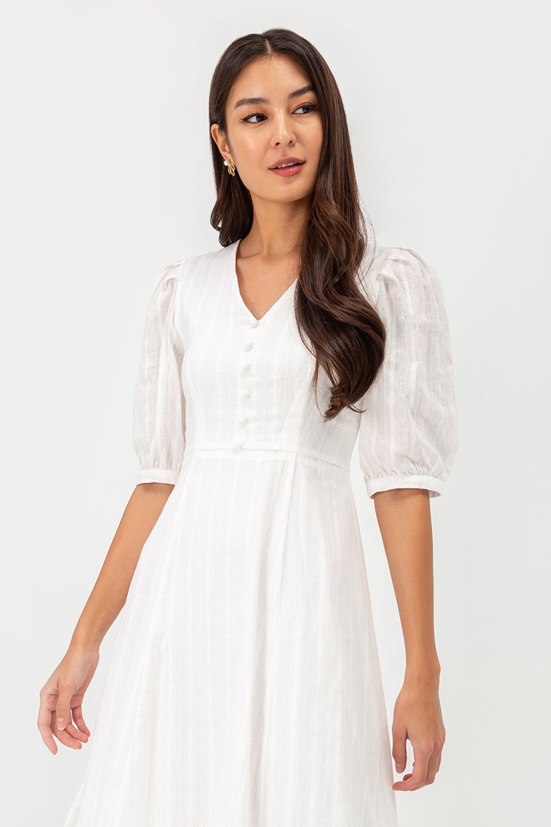 STASSIE EYELET SLEEVED MIDI DRESS